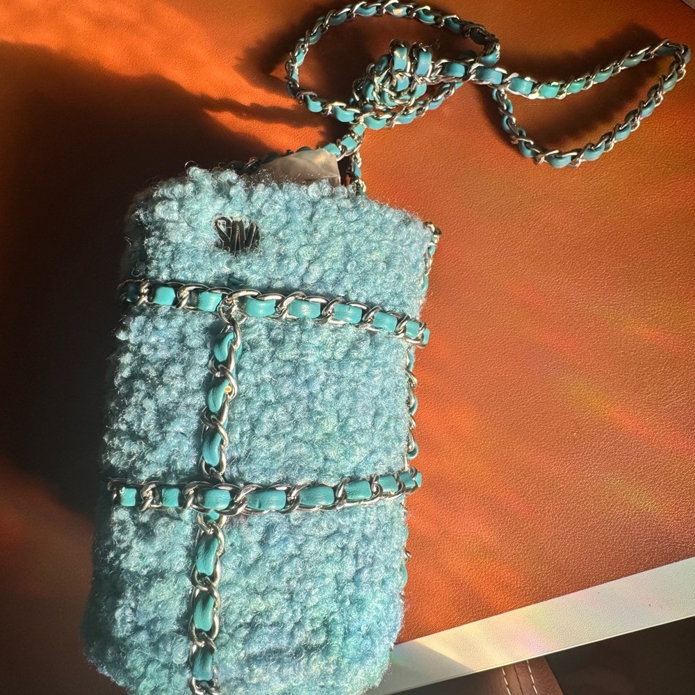 Steve Madden Light Blue Bouclé Chain Crossbody